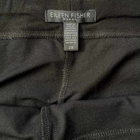 Eileen Fisher Plus Size 2X Washable Crepe Pull On Pants Black Minimal Capsule - Picture 3 of 4